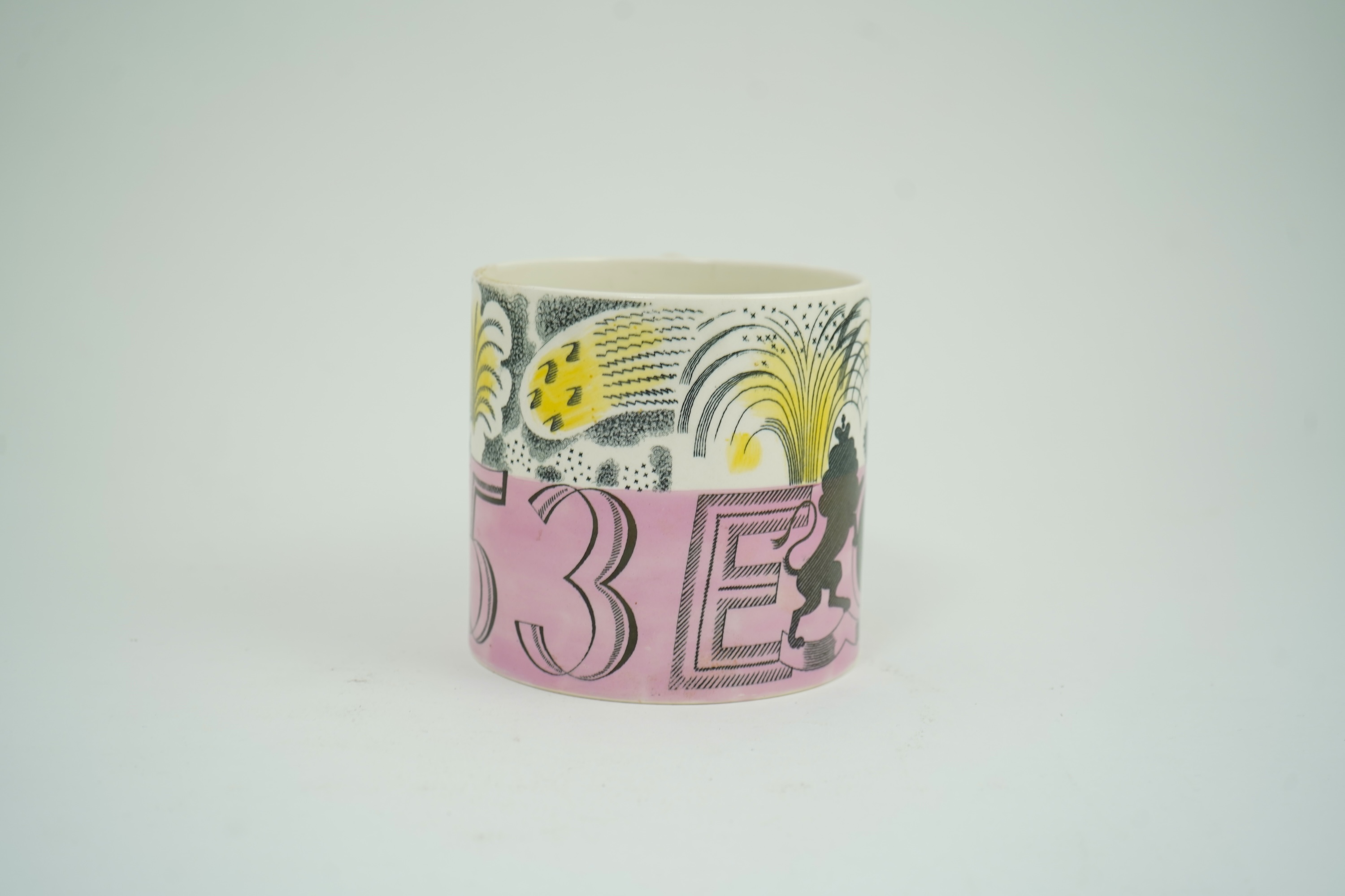 Eric Ravilious (1903-1942) for Wedgwood: A 1953 Queen Elizabeth II Coronation commemorative mug
